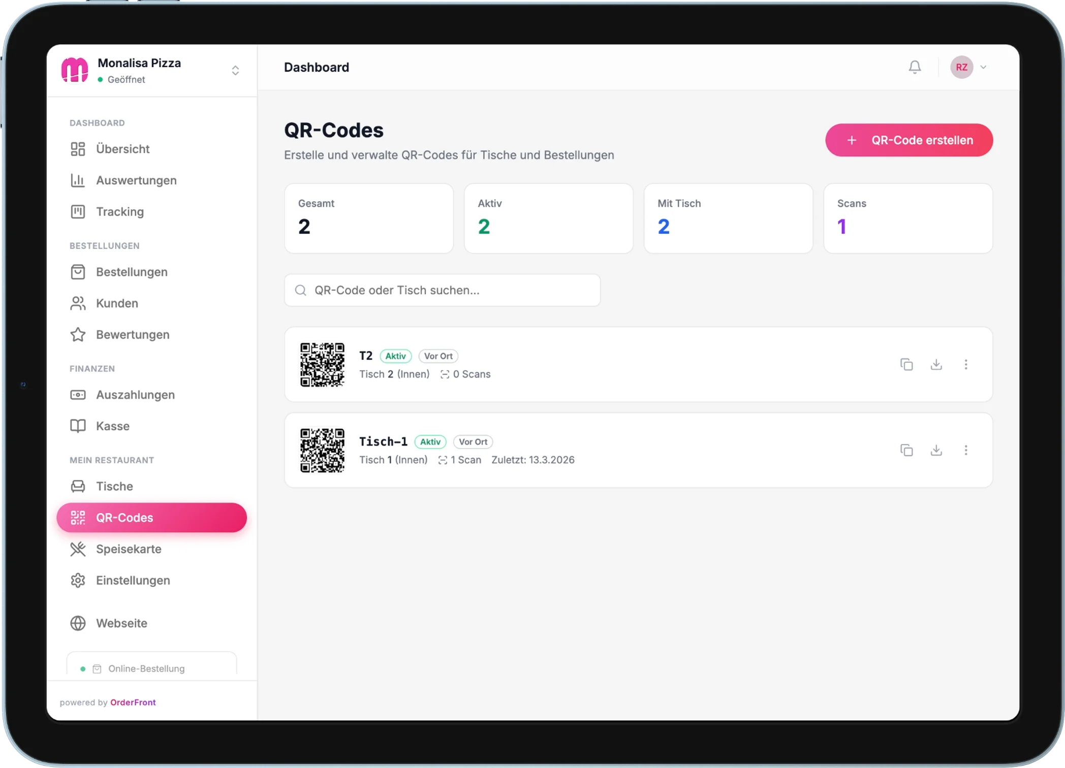 QR-Code Management Dashboard